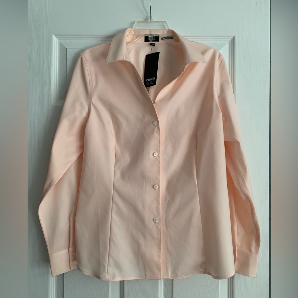 Jones New York Signature Non Iron Peach Button Down Long Sleeve Shirt Large NWT